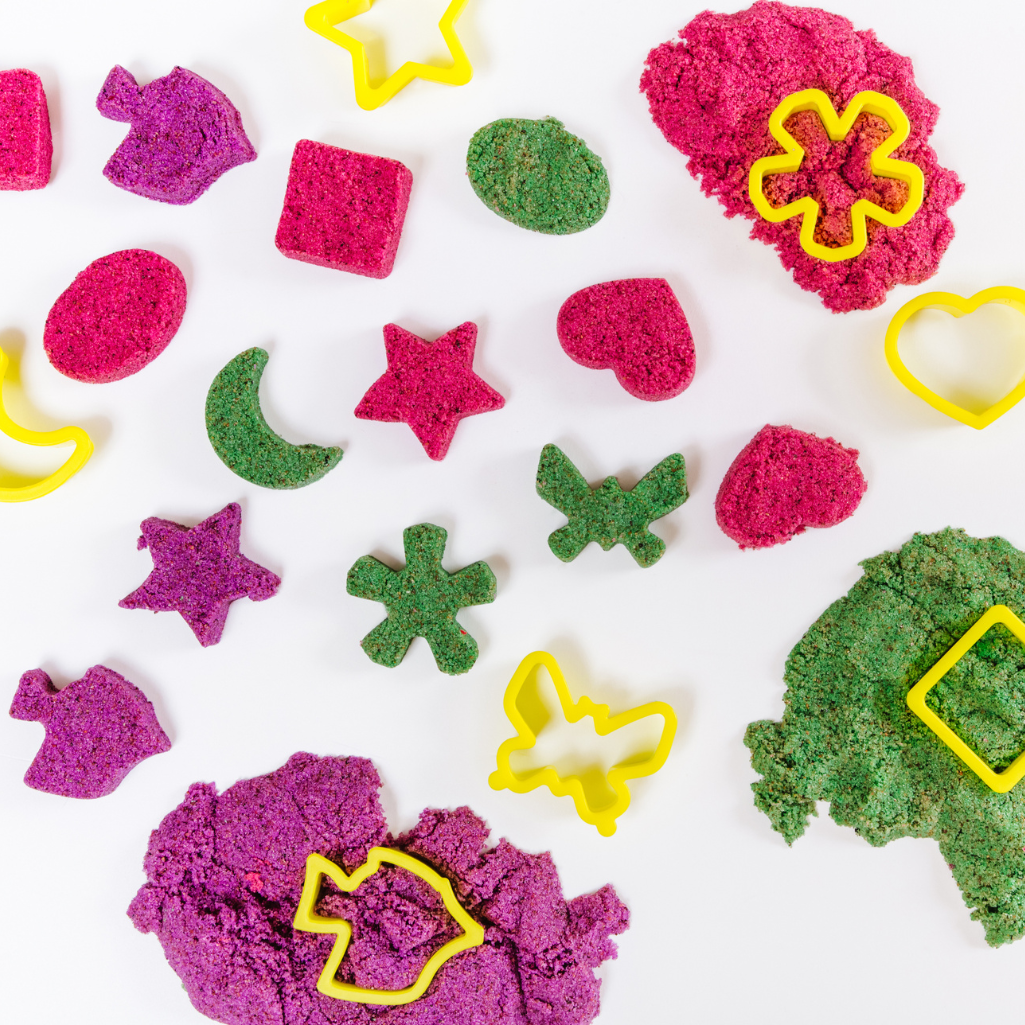 colorful objects on a white surface