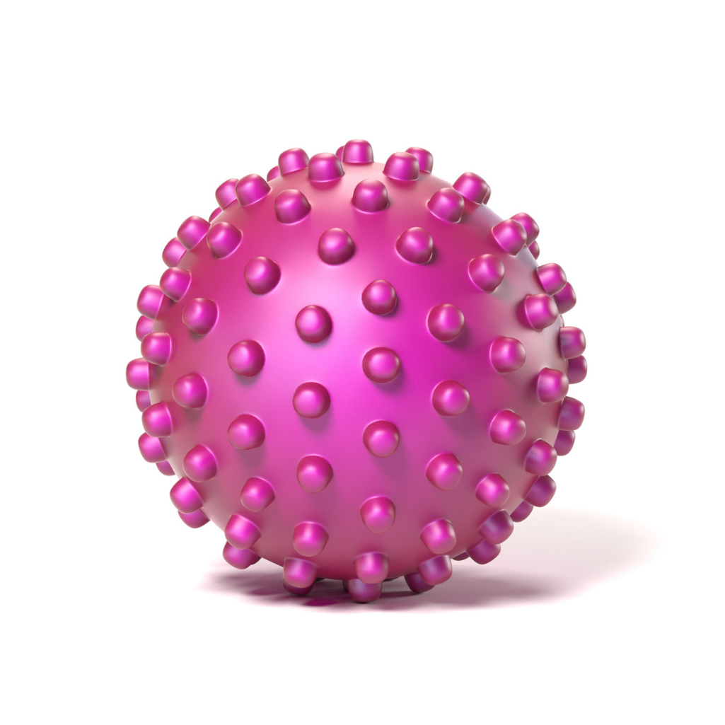 a pink ball with small spikes